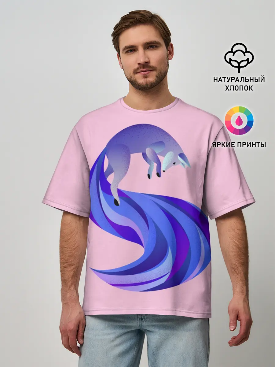 Мужская футболка оверсайз / Лиса