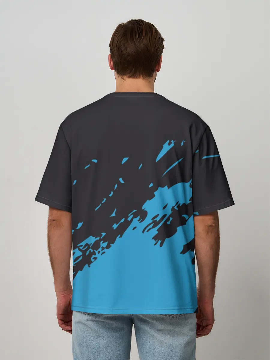 Мужская футболка оверсайз / One Piece синий всплеск