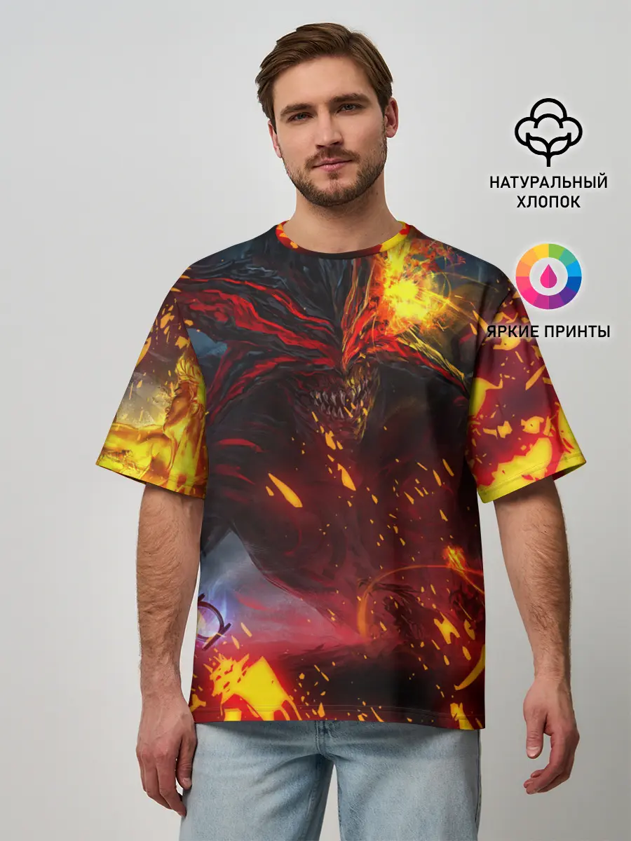 Мужская футболка оверсайз / Path of Exile | Fire Demon