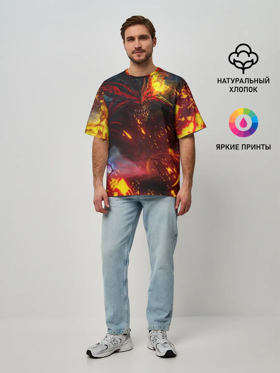 Мужская футболка оверсайз / Path of Exile | Fire Demon