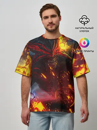 Мужская футболка оверсайз / Path of Exile | Fire Demon