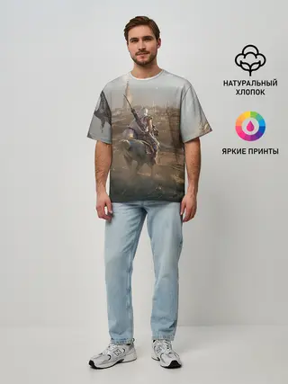 Мужская футболка оверсайз / Байек на коне