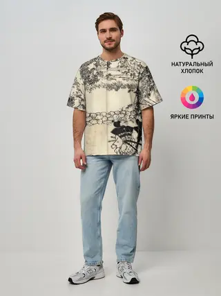 Мужская футболка оверсайз / Японская гравюра