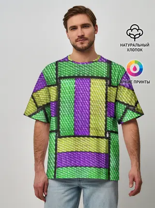 Мужская футболка оверсайз / Цветные Ремешки