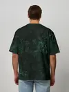 Мужская футболка оверсайз / Темно-зеленый мраморный узор