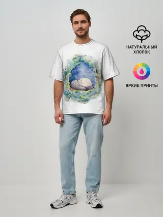 Мужская футболка оверсайз / Тоторо спит