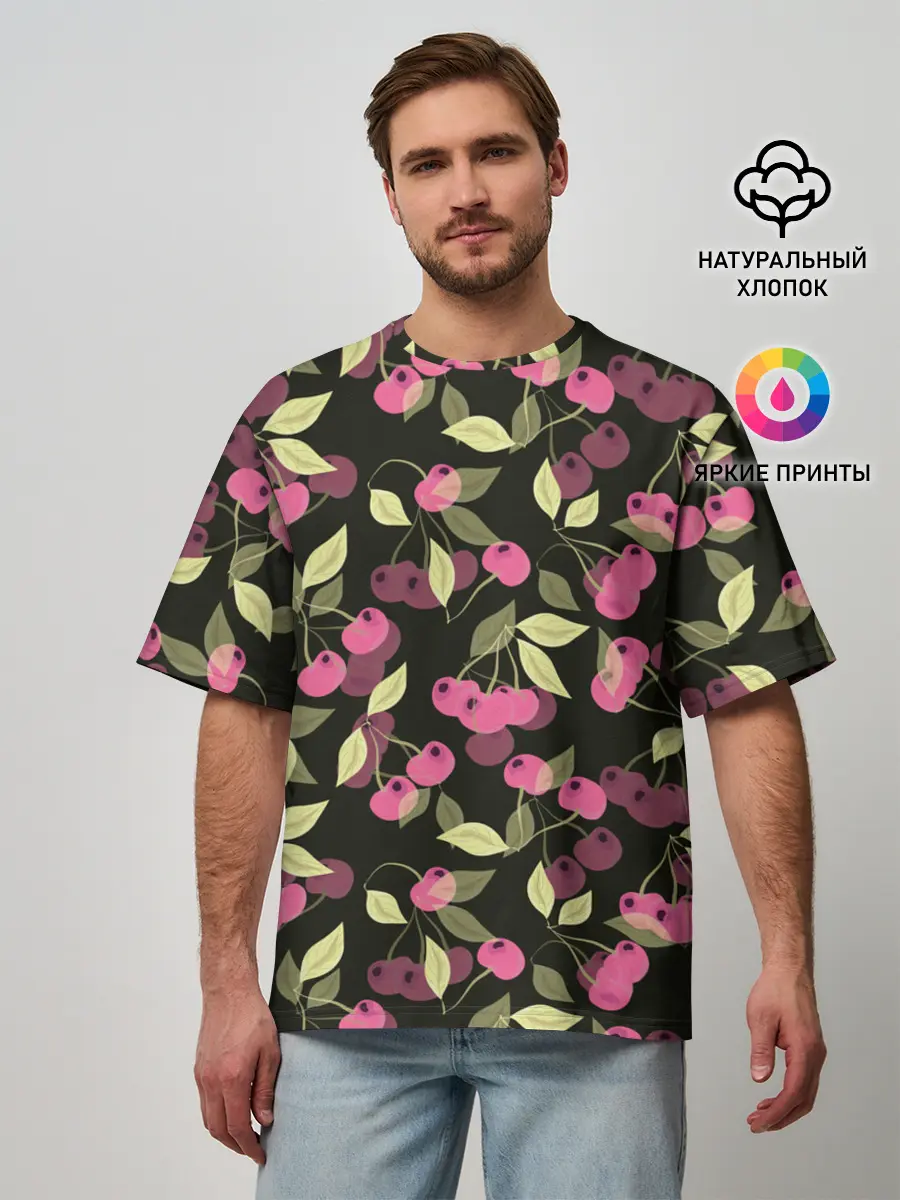 Мужская футболка оверсайз / Вишневый сад