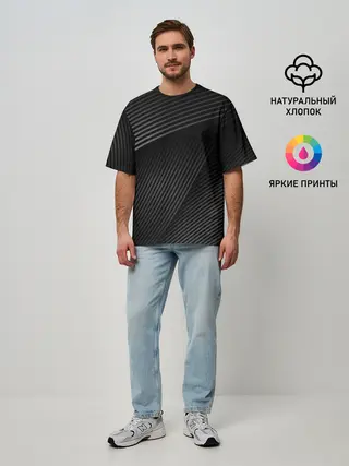 Мужская футболка оверсайз / МЕТАЛЛИЧЕСКИЕ ПОЛОСЫ / METAL STRIPS