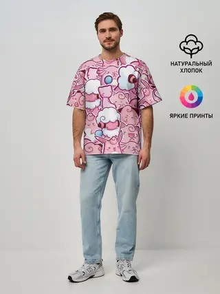 Мужская футболка оверсайз / Розовое собрание