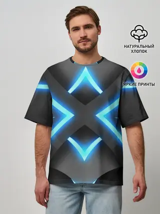 Мужская футболка оверсайз / НЕОНОВЫЕ СТРЕЛКИ 3D
