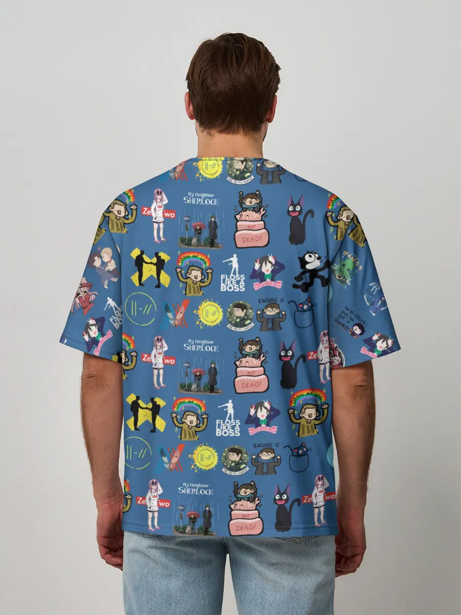 Мужская футболка оверсайз / стикербомбинг new