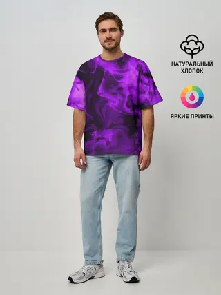 Мужская футболка оверсайз / Неоновый Дым