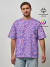 Мужская футболка оверсайз / Сиреневая пиксельная абстракция