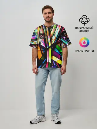 Мужская футболка оверсайз / Красочное граффити