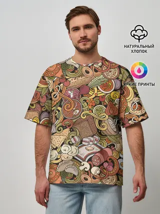 Мужская футболка оверсайз / Русская еда