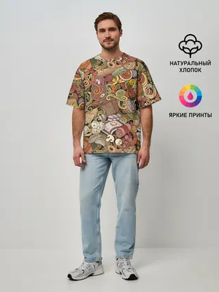 Мужская футболка оверсайз / Русская еда
