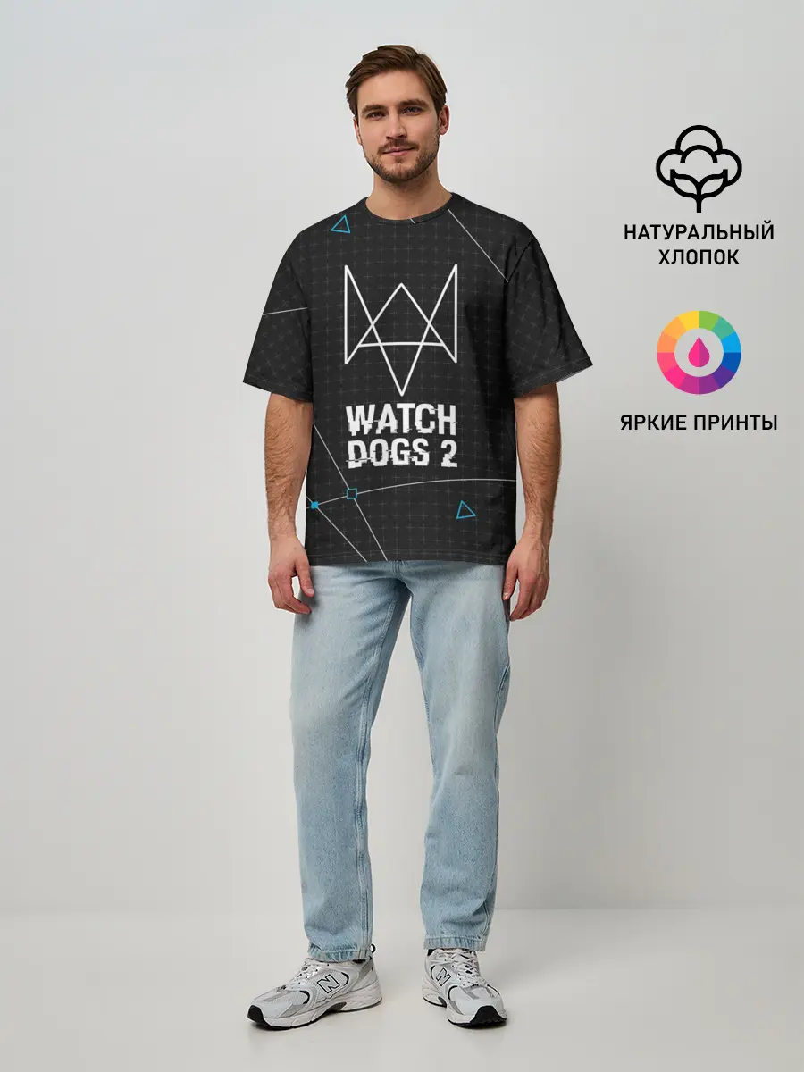 Мужская футболка оверсайз / WATCH DOGS 2