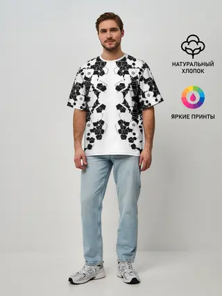 Мужская футболка оверсайз / пятиугольники абстракция