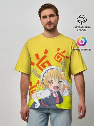 Мужская футболка оверсайз / Тору, Дракон-горничная Кобаяши