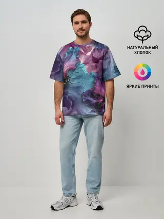 Мужская футболка оверсайз / Цветы