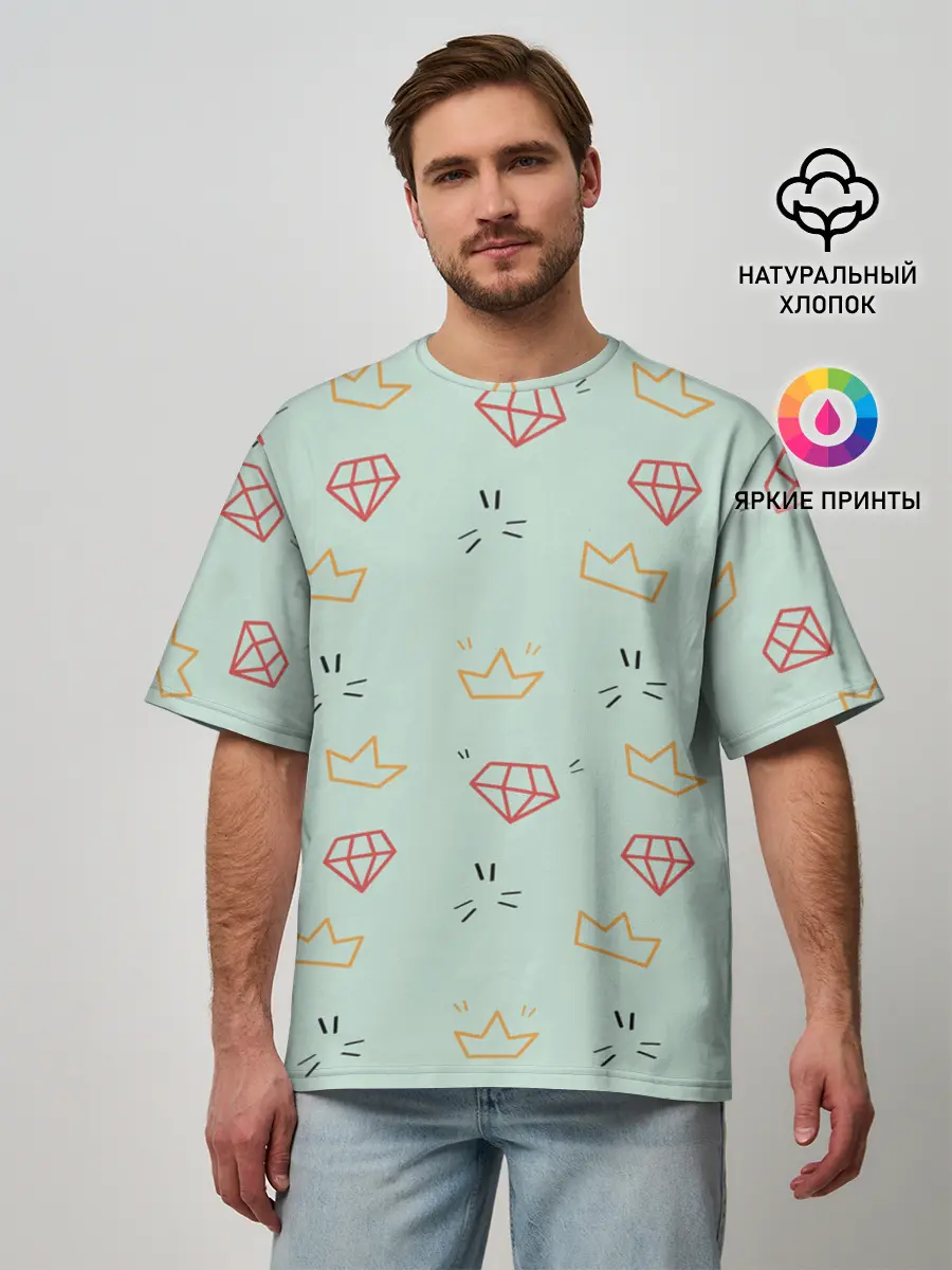 Мужская футболка оверсайз / Алмазный арт