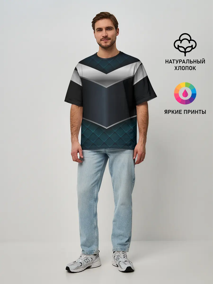 Мужская футболка оверсайз / 3D dark metal