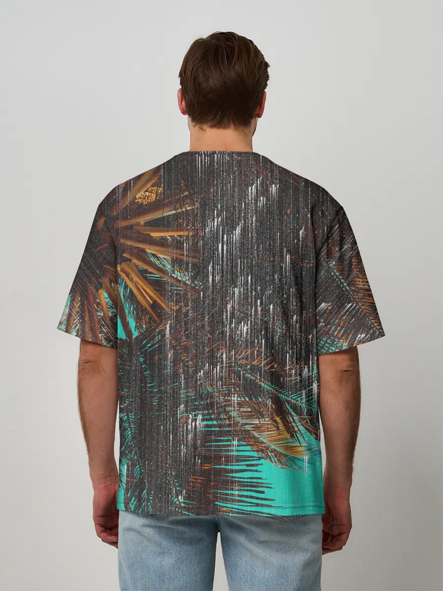 Мужская футболка оверсайз / Palm glitch art