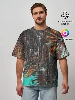 Мужская футболка оверсайз / Palm glitch art