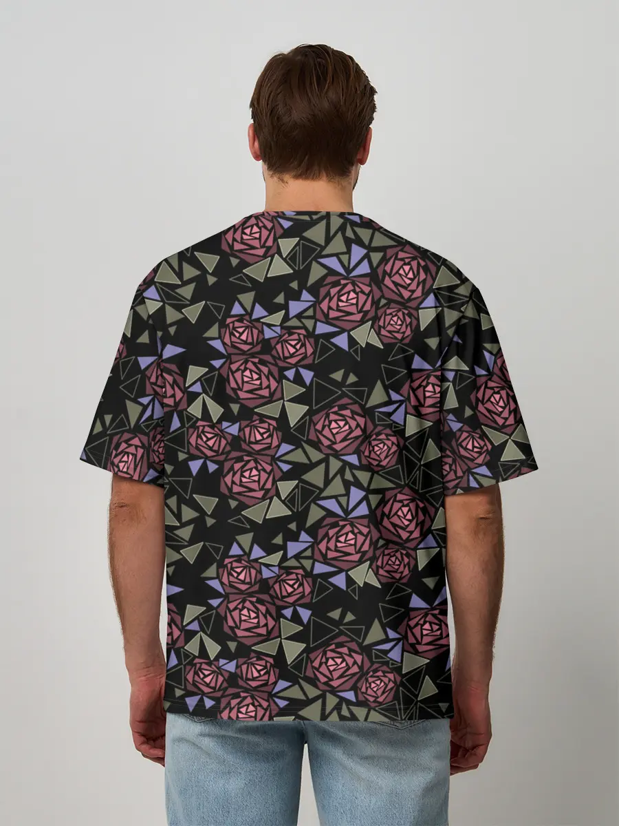 Мужская футболка оверсайз / Цветочная мозаика