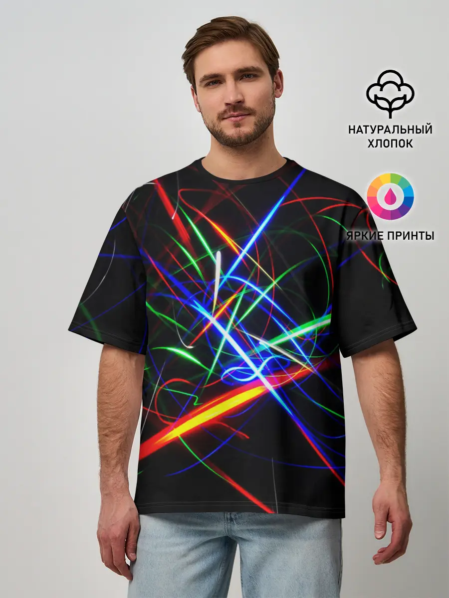 Мужская футболка оверсайз / ФРАКТАЛЬНЫЕ ИСКРЫ