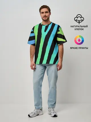 Мужская футболка оверсайз / Радужная зебра