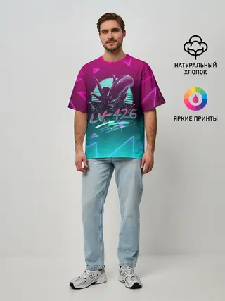 Мужская футболка оверсайз / НЕОНОВЫЙ ЧУЖОЙ