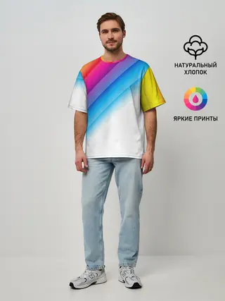 Мужская футболка оверсайз / РАДУЖНЫЕ ПОЛОСЫ | RAINBOW
