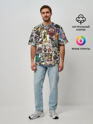 Мужская футболка оверсайз / JoJo’s Sticker Bombing