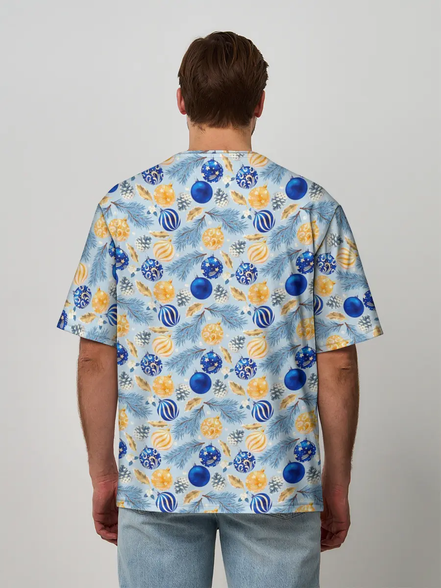 Мужская футболка оверсайз / Новогодние Украшения