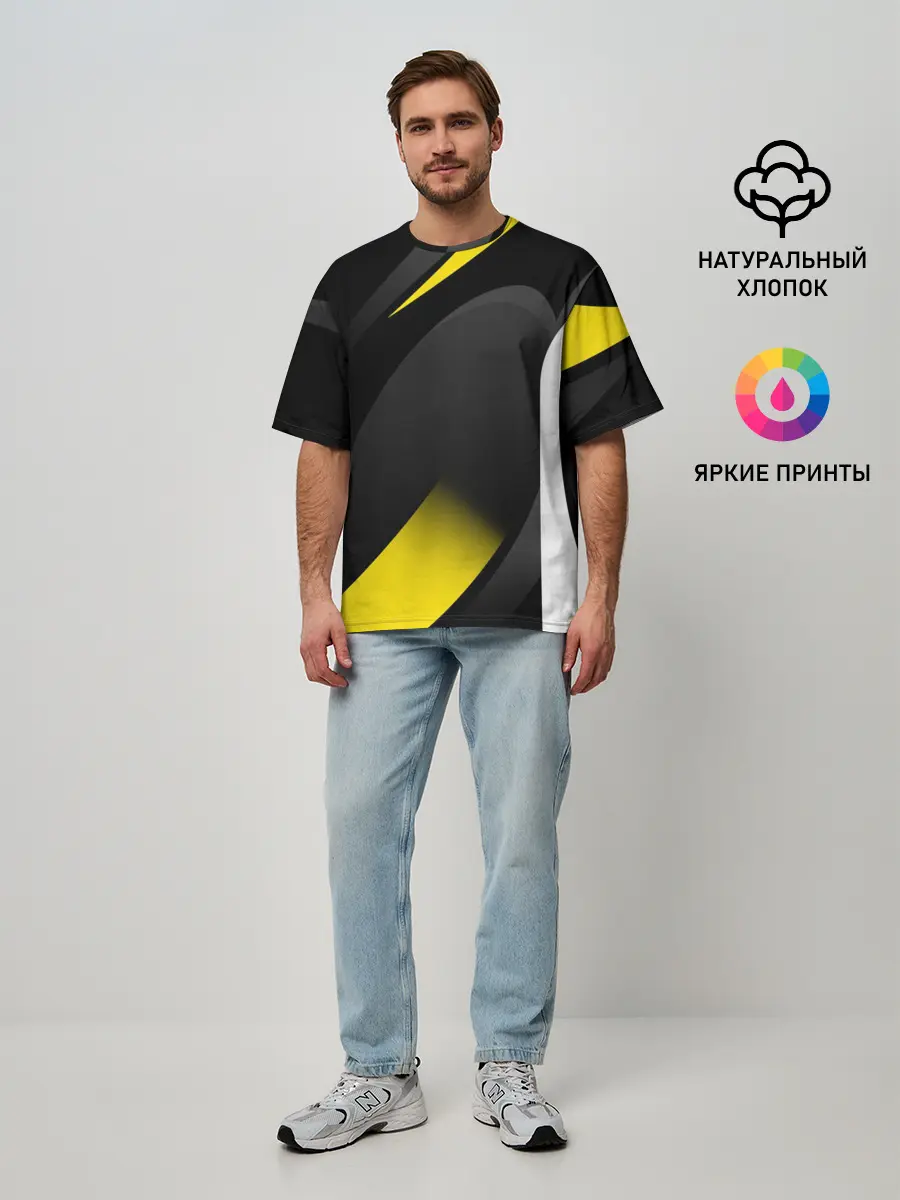 Мужская футболка оверсайз / SPORT WEAR YELLOW