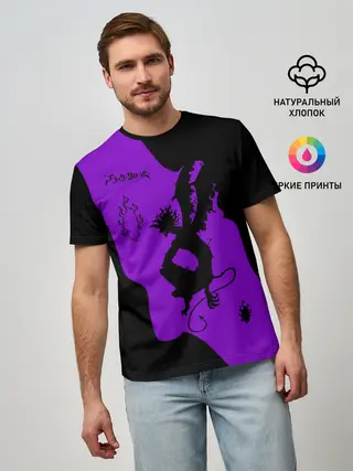 Мужская базовая футболка / Чёрный клевер демон в сиреневом