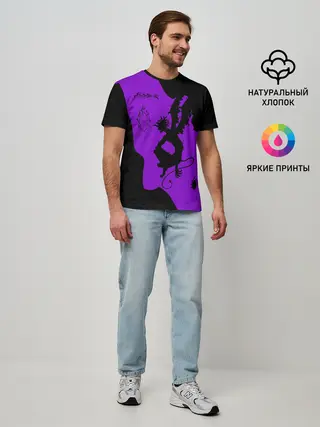Мужская базовая футболка / Чёрный клевер демон в сиреневом