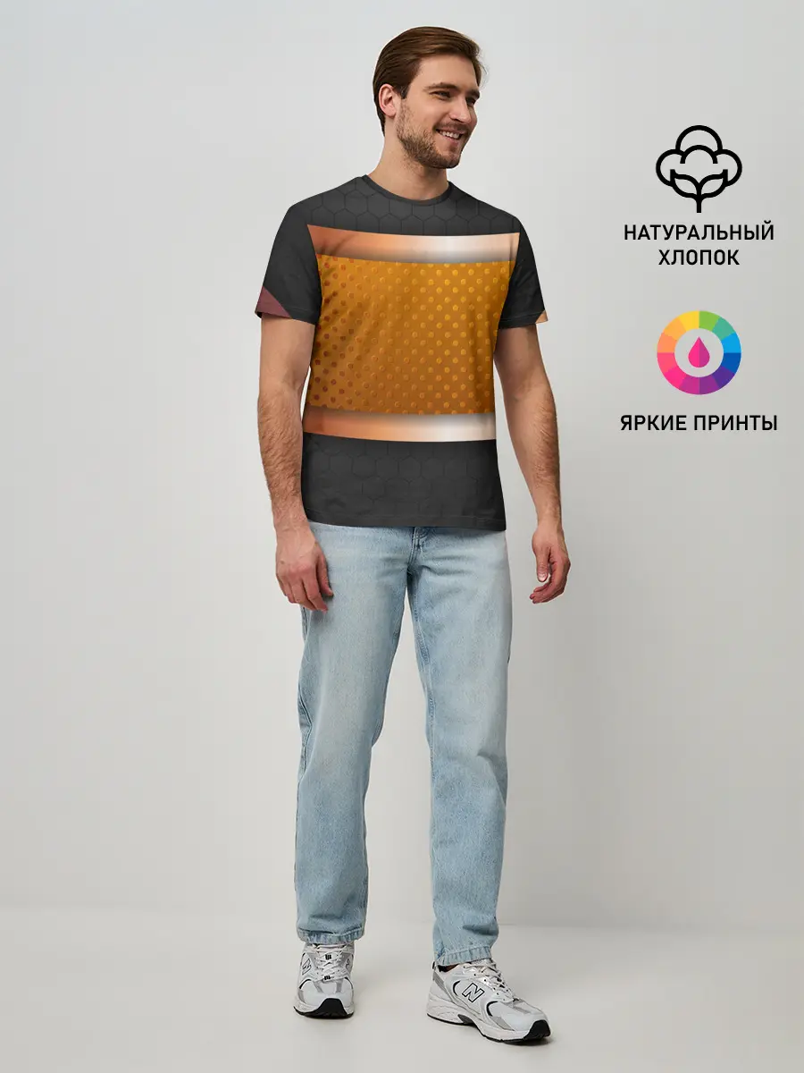 Мужская базовая футболка / 3d gold / black