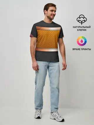 Мужская базовая футболка / 3d gold / black