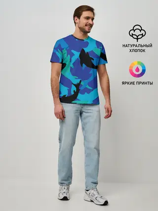 Мужская базовая футболка / Акулы паттерн