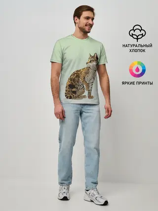 Мужская базовая футболка / дикий кот оцелот