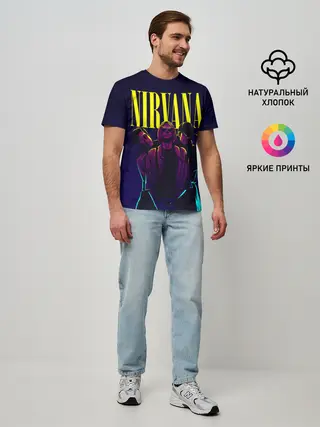Мужская базовая футболка / Nirvana Neon