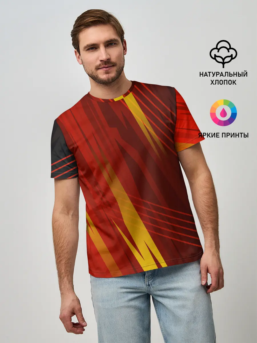 Мужская базовая футболка / Red sport style
