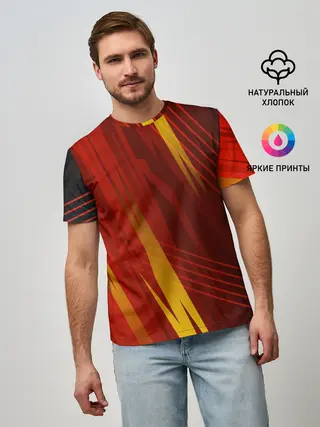 Мужская базовая футболка / Red sport style