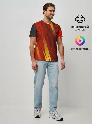 Мужская базовая футболка / Red sport style