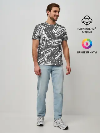 Мужская базовая футболка / retro pattern