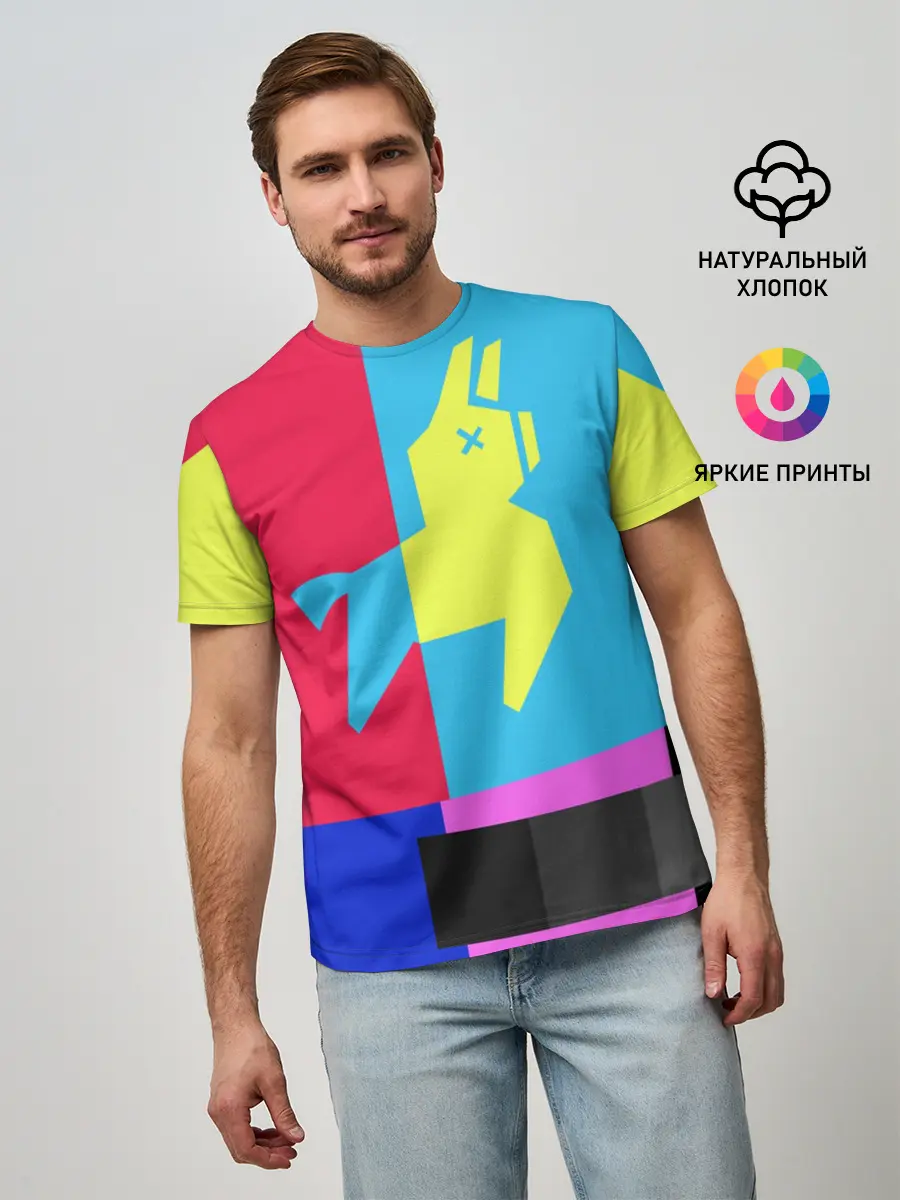 Мужская базовая футболка / Лама Фортнайт