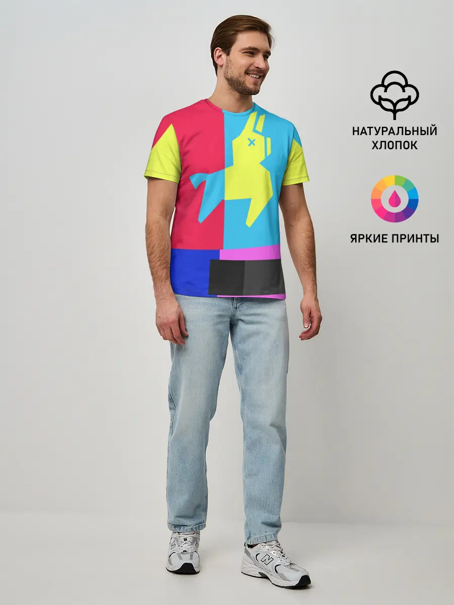 Мужская базовая футболка / Лама Фортнайт