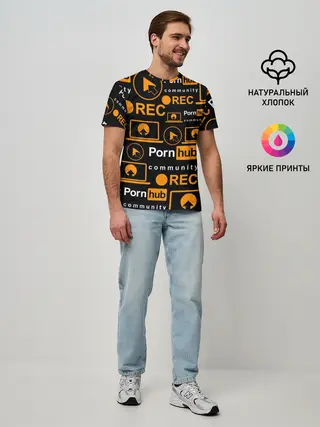 Мужская базовая футболка / PORNHUB / ПОРНХАБ / УЗОР